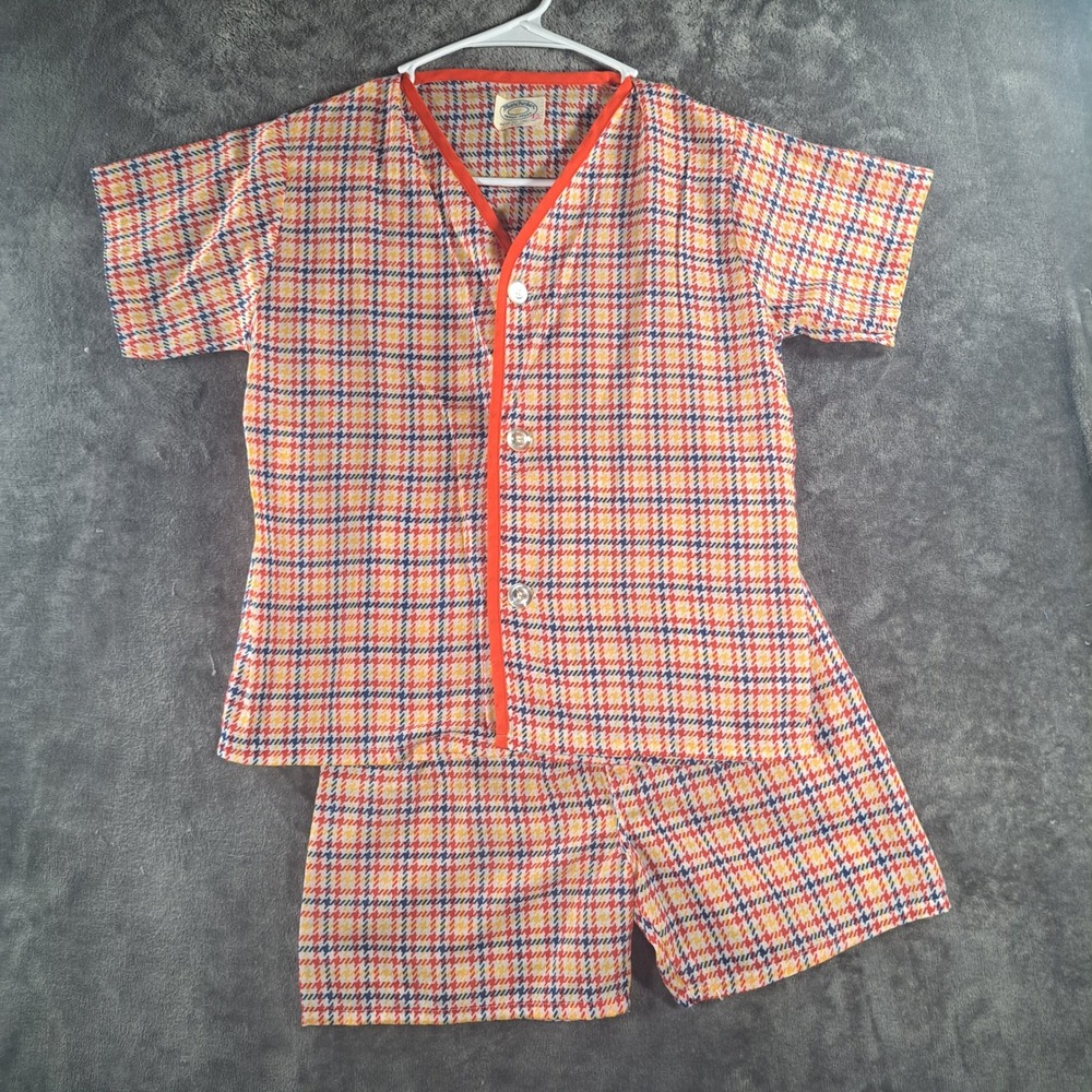 VTG Manchester Perma-Press Pajama Set Plaid Houndstoothβ Retro Sleepwear